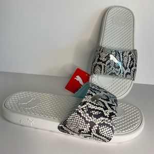 Puma Slide Womens Sandals Black White Size 8